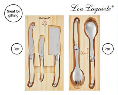 Lou Laguiole Cheese Knife Set 3 Piece or Salad Server Set 2 Piece