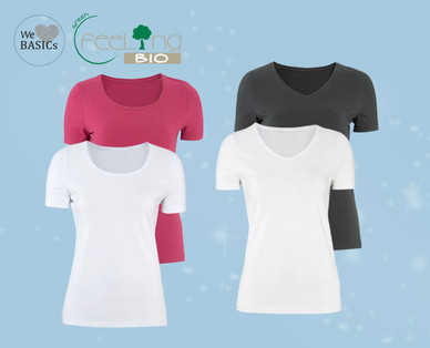 WE LOVE BASICS Damen-Basic-Shirt, Baumwolle (Bio), Doppelpkg.