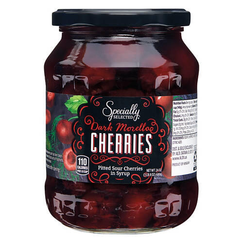 Dark Morello Sour Cherries in Syrup, 24 oz