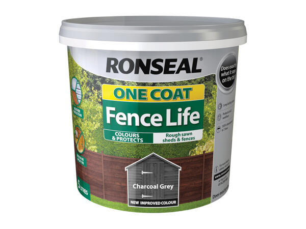 Ronseal 5L One Coat Fence Life - Charcoal Grey
