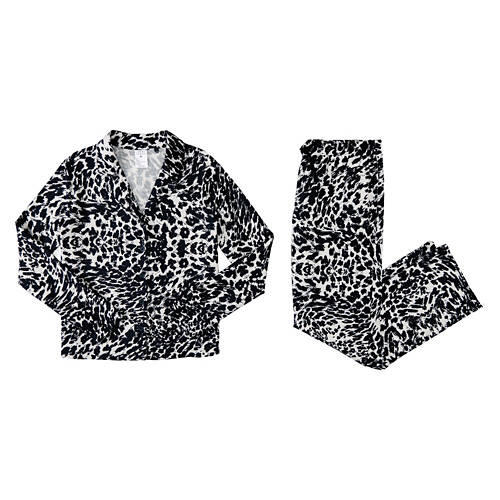 Ladies Flannel Pajama Set - Leopard, M