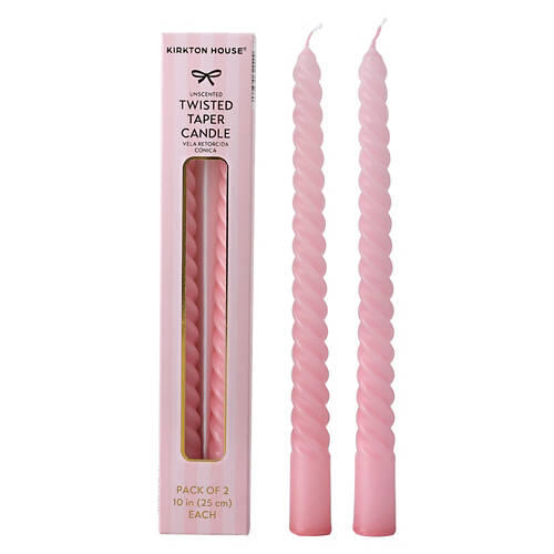 2 Pack Semi Twisted Taper Candles, Pink