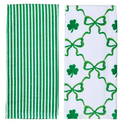 2 Pack St. Patrick's Day Kitchen Towel Set - Bows