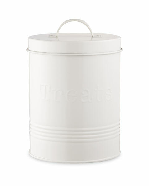 Cream Pet Treat Storage Tin