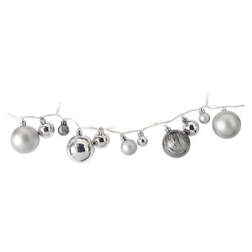 6' Long LED Ornament Garland, Silver