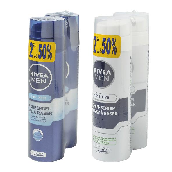 Nivea scheergel of -schuim voor heren, 2 st.