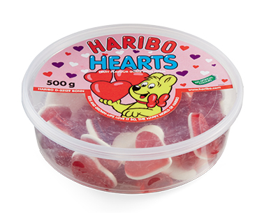 HARIBO LOVE HEARTS JELLIES TUB 500G