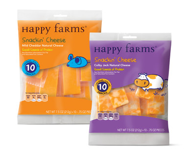 Happy Farms Mild Cheddar or Colby Jack Snackin' Cheese