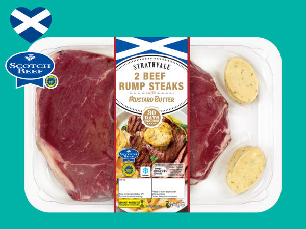 2 Beef 30-Day Matured Rump Steaks with Mustard Butter