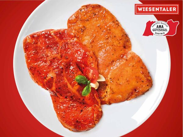 Frische Karree- oder Schopfsteaks mariniert