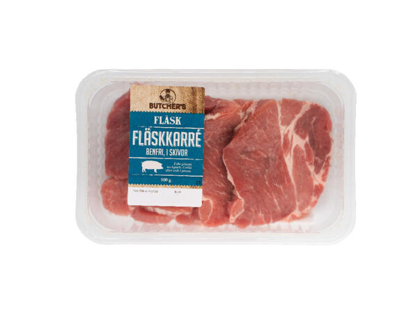 Färsk fläskkarré i skivor