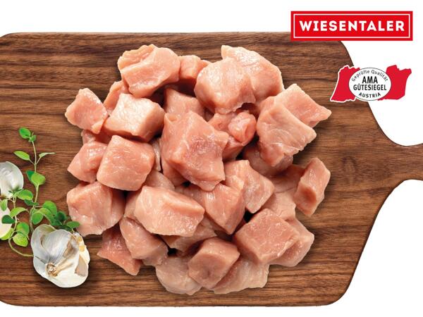 Frisches Schweinefleisch gewürfelt