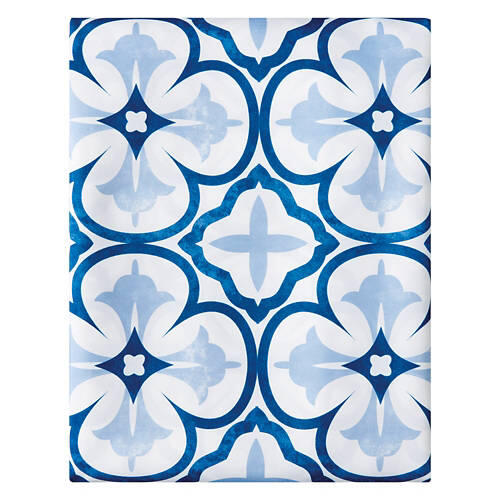 60" x 84" Indoor/Outdoor Tablecloth, Blue Tile Geo