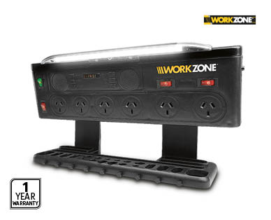 Wall Mounted Power Board with LED Light Bar and Bluetooth(R) Speakers