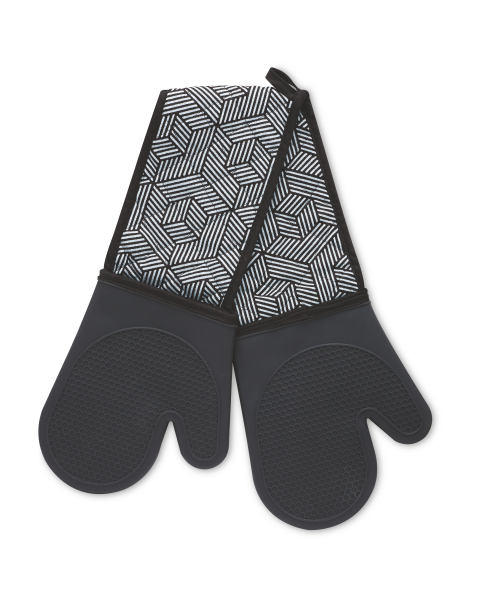 Black Geo Silicone Double Oven Glove