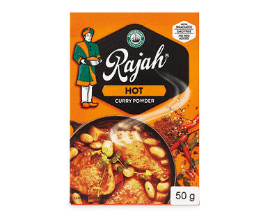 Rajah Curry Powders 50g - Hot, Medium, Mild & Spicy
