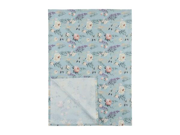 Blue Tablecloth With Floral Pattern