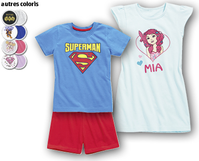 Pyjama pour enfants BATMAN™/SUPERMAN™/PAW PATROL™/SUPERGIRL™/MIA AND ME(R)