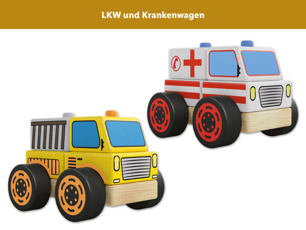 Holz Steckfahrzeug, 2 Stück