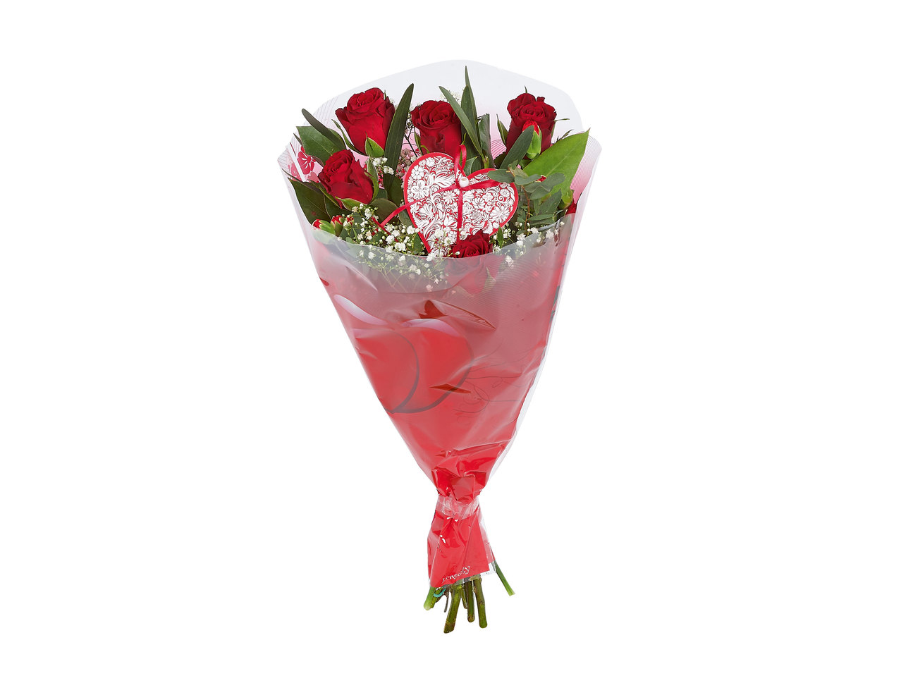 Boeket van rozen en anjers
