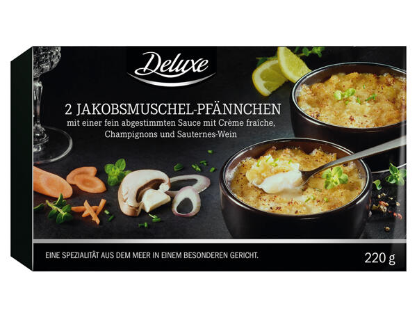 2 Pfännchen mit Jakobsmuscheln