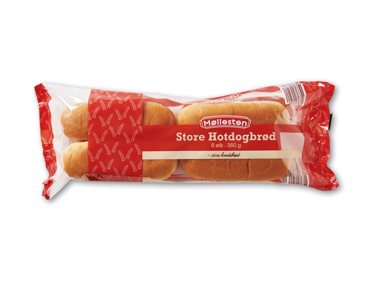 MØLLESTEN Store hotdogbrød eller pølsebrød