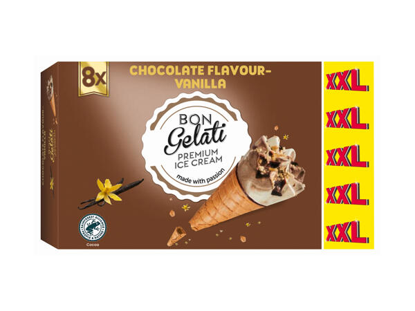 Ice Cream Cones with Chocolate and Vanilla