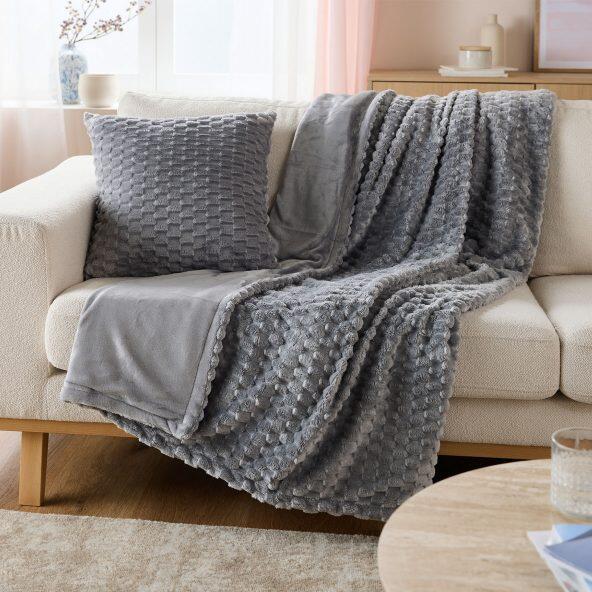 HOME CREATION(R) 				Plaid polaire en flanelle
