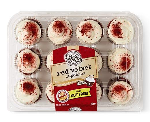 Two-bite 
 Red Velvet Gourmet Filled Mini Cupcakes