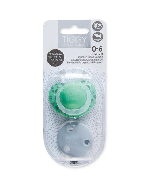 0-6 Months Green Soother & Clip