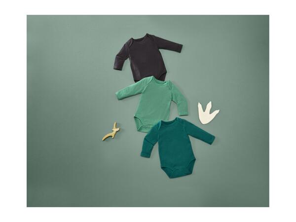 Lupilu Baby Long-Sleeve Bodysuits - 3 Pack Green