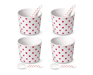 Crofton 4-Piece Porcelain Ice Cream Bowls With Spoons
