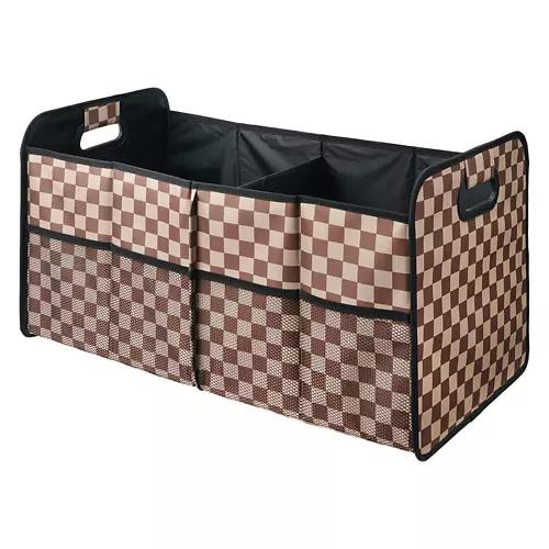 Folding Trunk Organizer, Brown Checker