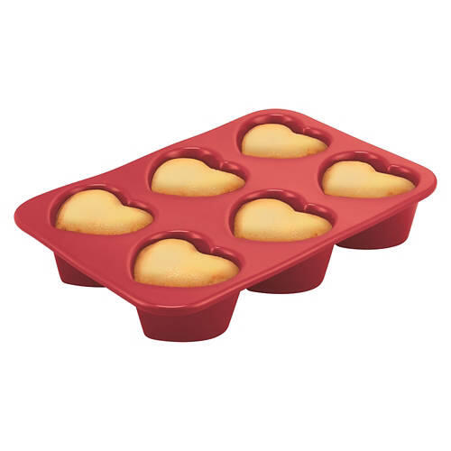 Valentine's Day Scalloped Ceramic Bakeware - Muffin Tin, Red