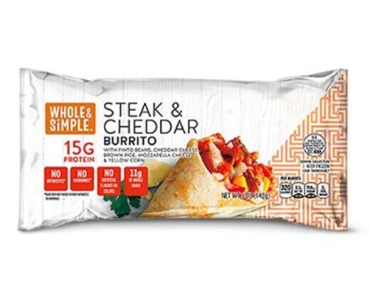 Whole & Simple 
 Steak & Cheddar or Chicken Cilantro Lime Burrito