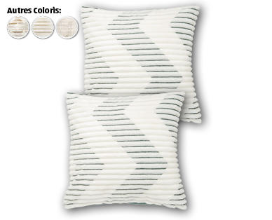 MY LIVING STYLE Housse de coussin aspect velours côtelé, 2 pièces