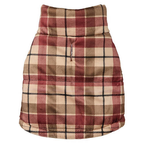Pet Reversible Luxury Puffer Coat - Brown Check, L