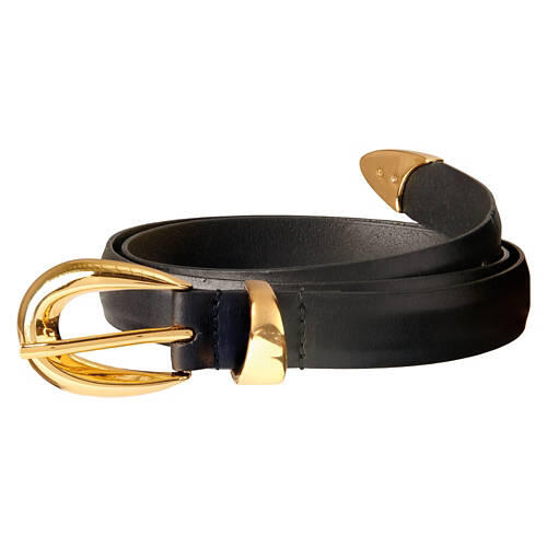 Ladies Genuine Leather Dress Belt - Black, L