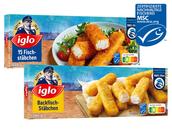 Iglo MSC Fischstäbchen, Brezel-Fischstäbchen oder Backfisch-Stäbchen