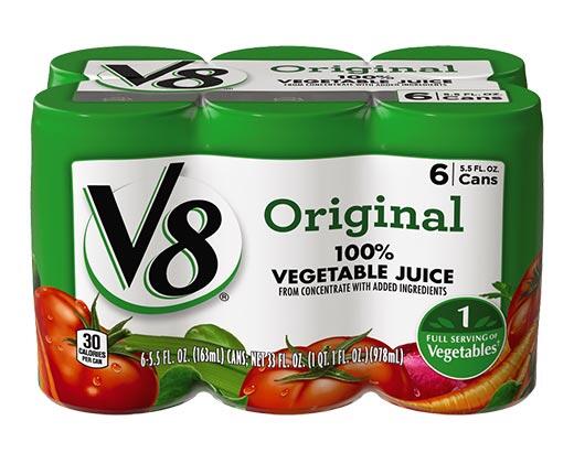 V8 100% Juice 6 Pk Regular or Low Sodium