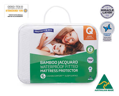 Protect-A-Bed(R) Bamboo Jacquard Waterproof Fitted Mattress Protector – Queen Size