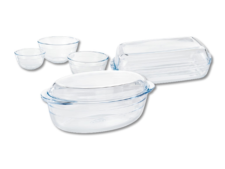 Plat en verre avec couvercle/set de bols en verre