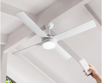 52" DC White Ceiling Fan with LED - White