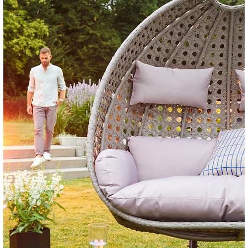 HOME DELUXE TWIN DELUXE Polyrattan Hängesessel mit Regenabdeckung Schwarz
