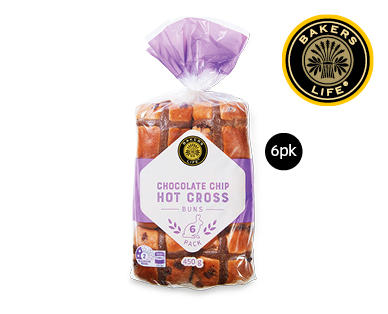 Chocolate Chip Hot Cross Buns 6pk