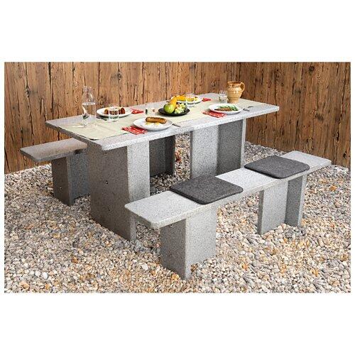 NOUVEL Rechteckiger Granittisch mit Sitzbank "Morcote", 160 x 75 cm