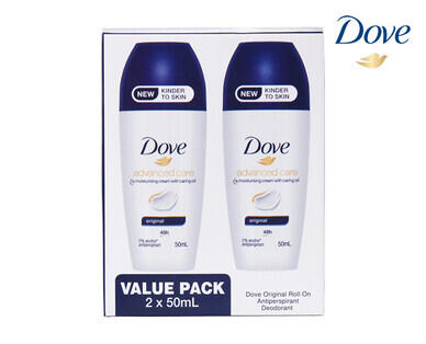Dove Antiperspirant Roll-On Deodorant for Men or Women 2 x 50ml