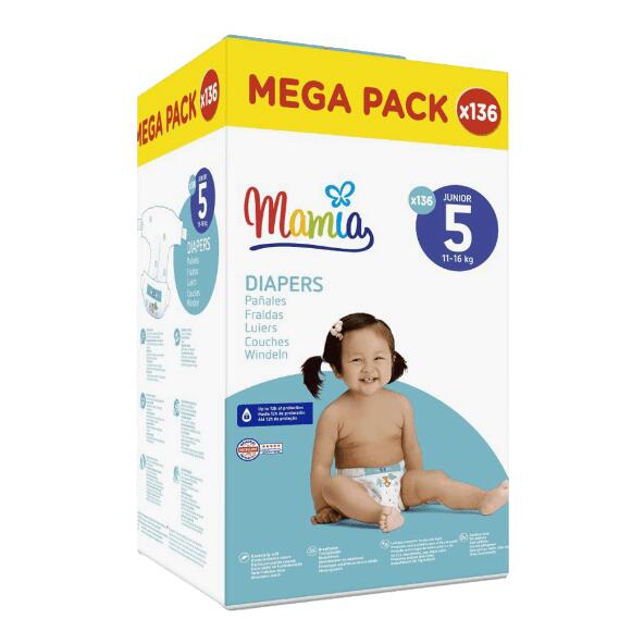 MAMIA(R) Couches jumbo, 136 ou 144 pcs