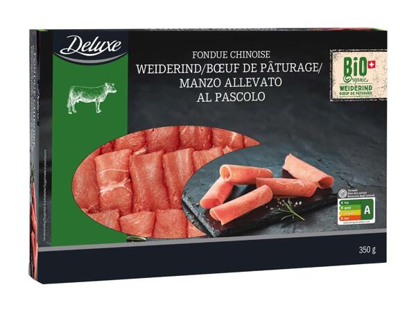 Fondue chinoise de viande de bœuf de pâturage bio
