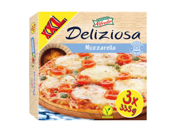 Pizza mozzarella XXL cuite au four à pierre